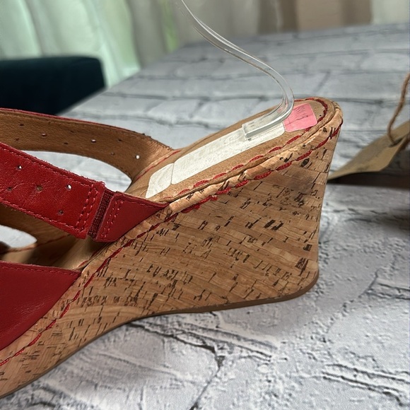 Born Wedge Sandals Women's 9 EU 40.5 Brick Red Leather Cork Wedge Shoes - Picture 11 of 16